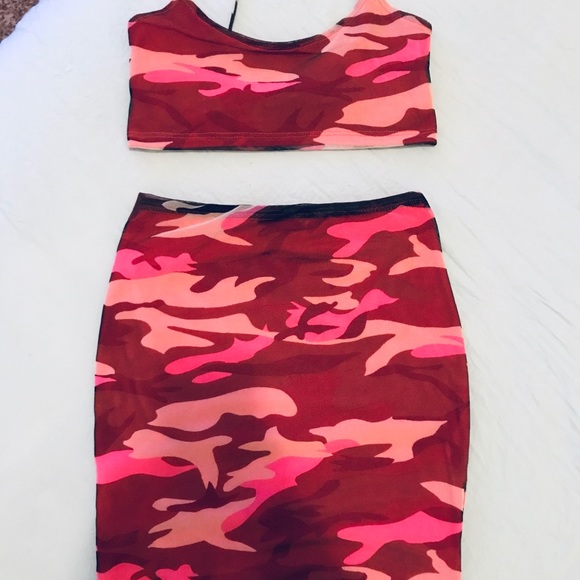 Fashion Nova Skirts Pink Camo Mini Skirt Set Poshmark